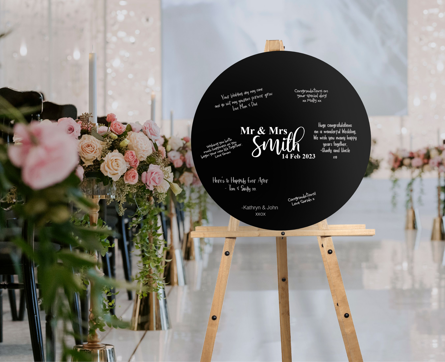 Round Wedding Guest Signing Board - Guest Book Alternative