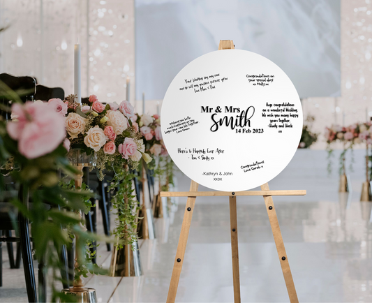 Round Wedding Guest Signing Board - Guest Book Alternative