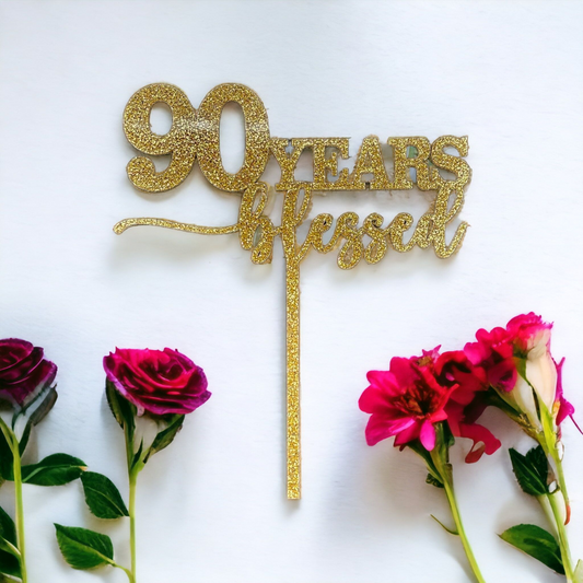 90 Years Blessed Cake Topper