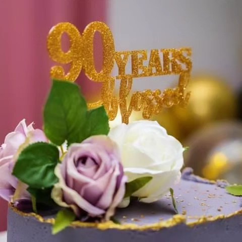 90 Years Blessed Cake Topper