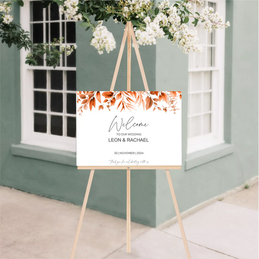 Welcome to our Wedding Sign | Autumn Leaves