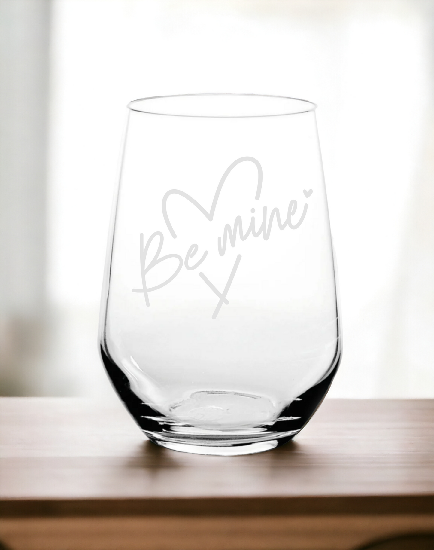 "Be Mine" Laser Engraved Stemless Wine Glass