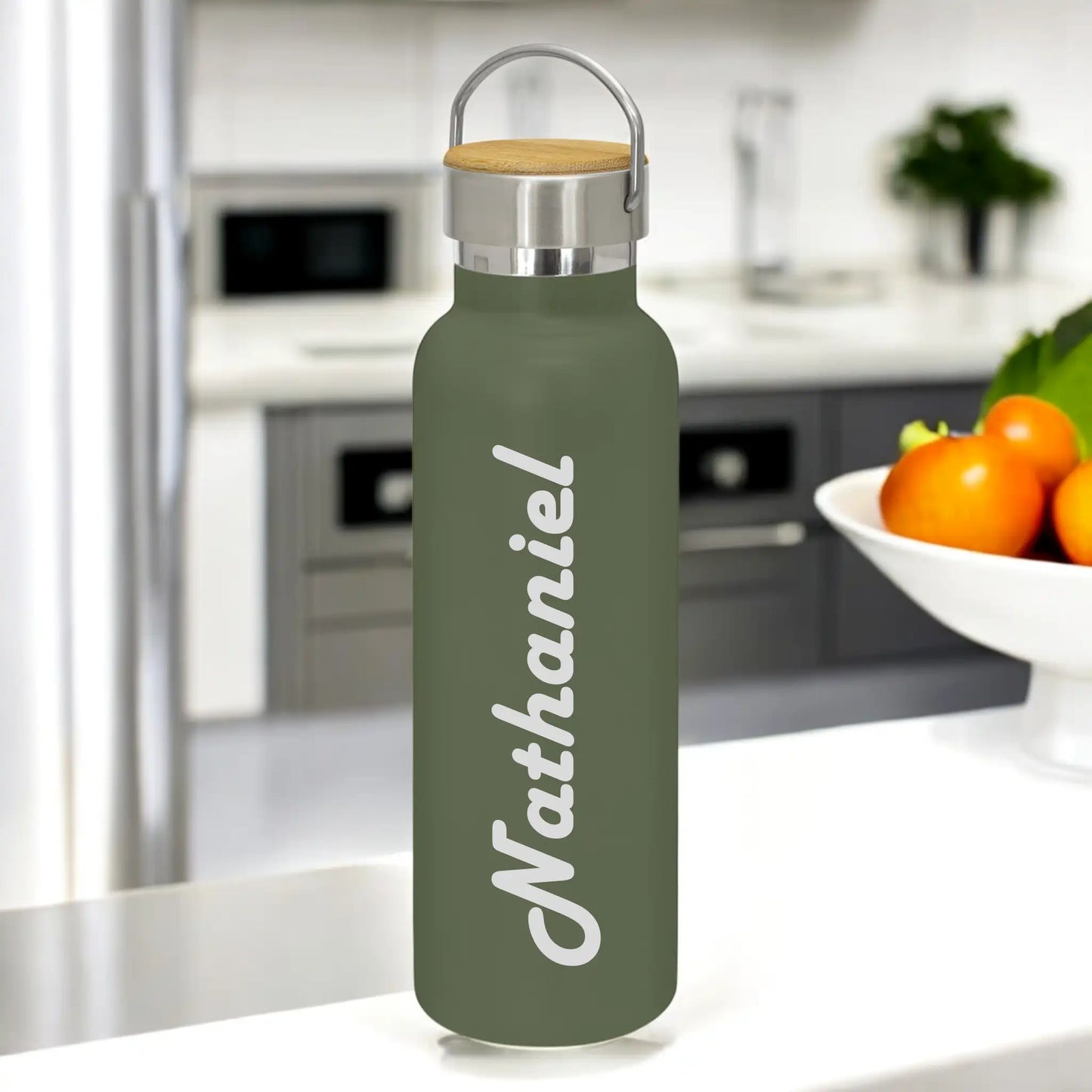 Engraved Personalised Drink Bottle with Handle - Font D