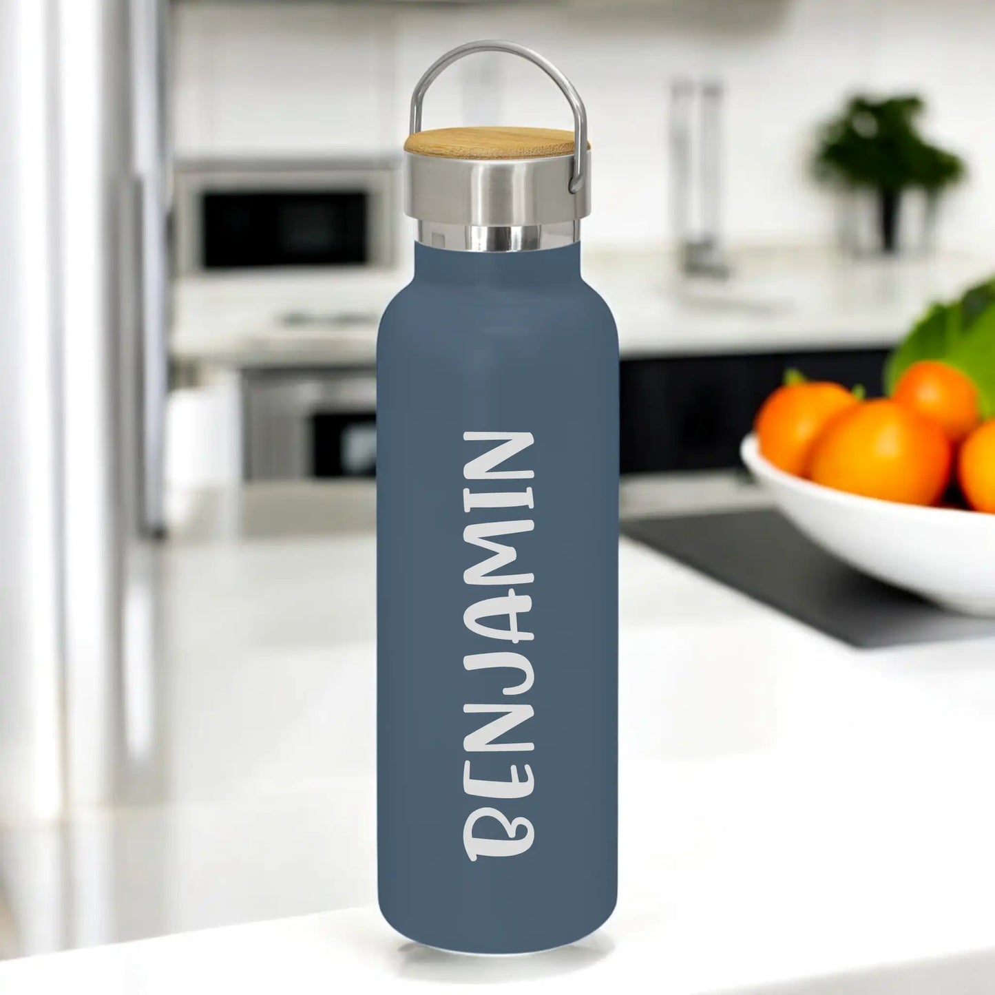 Engraved Personalised Drink Bottle with Handle - Font F