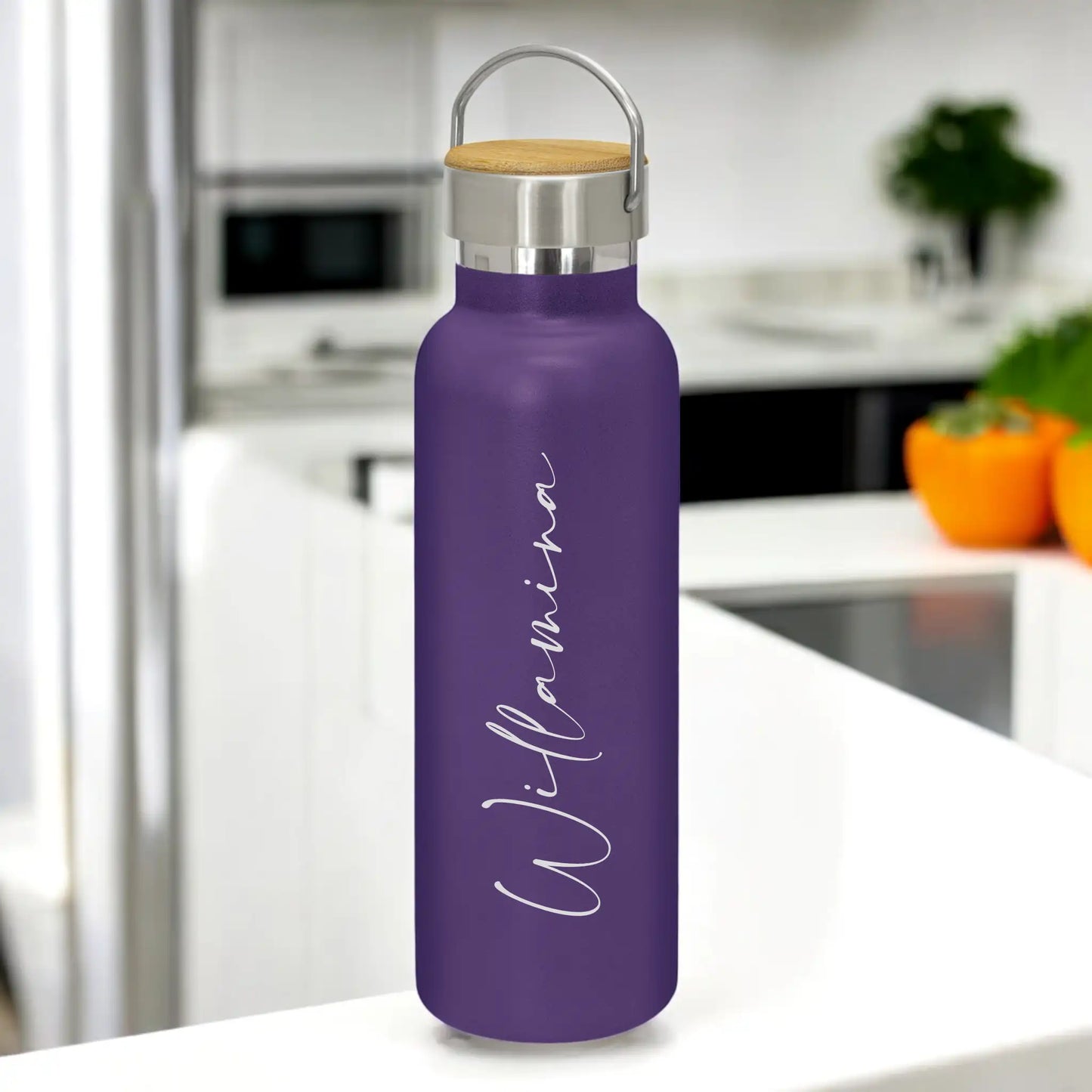 Engraved Personalised Drink Bottle with Handle - Font E