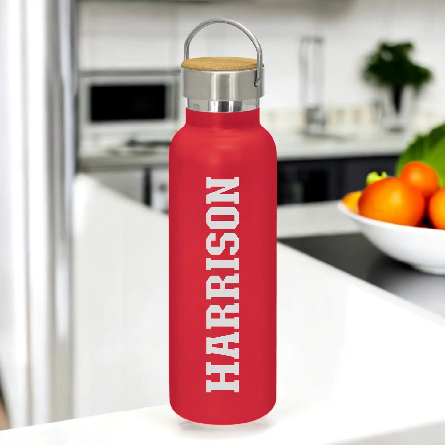 Engraved Personalised Drink Bottle with Handle - Font G