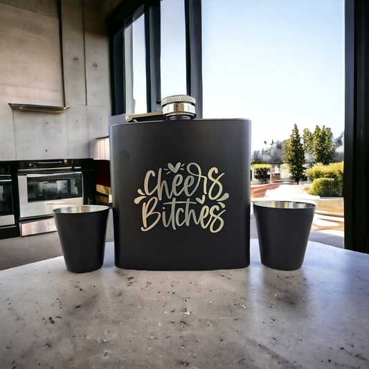 Cheers Bitches - Hip Flask Gift Set