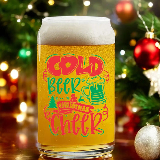 Cold Beer & Christmas Cheer Beer Can Glass