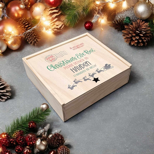 Wooden Christmas Eve Box with Colour Printed Lid