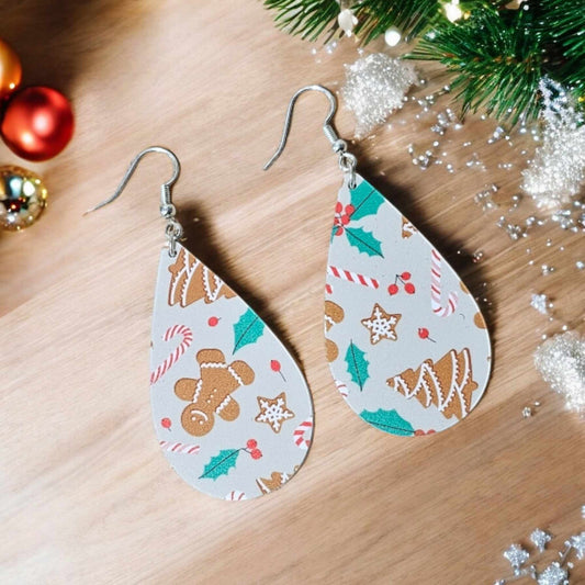 Festive Teardrop Earrings – Gingerbread Wonderland