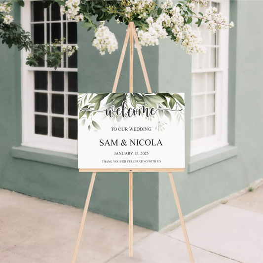 Welcome to our Wedding Sign | Green Foliage