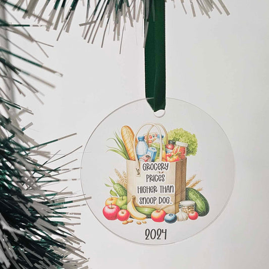 Grocery Prices Higher than Sn**p Dog 2024 Christmas Ornament