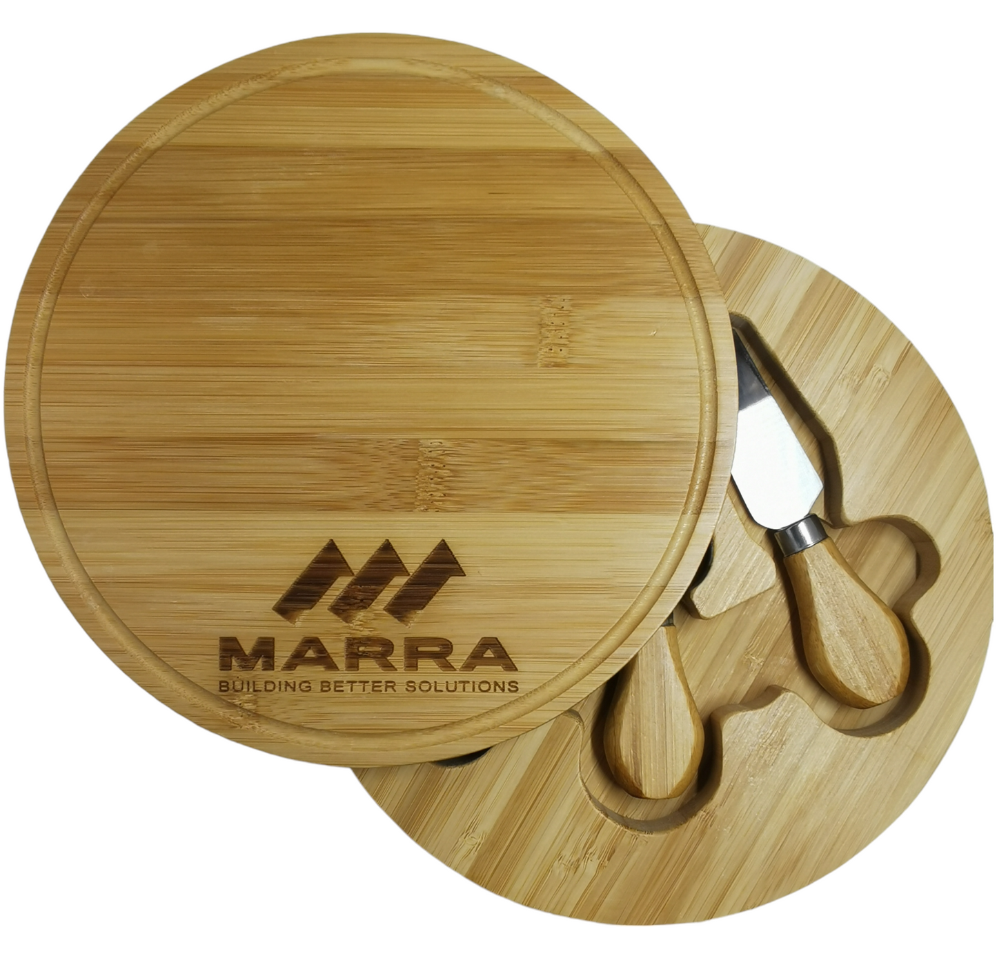 Branded Bamboo Cheese Board and Knife Set