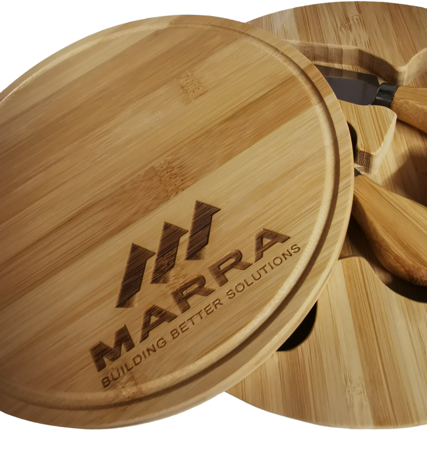 Branded Bamboo Cheese Board and Knife Set