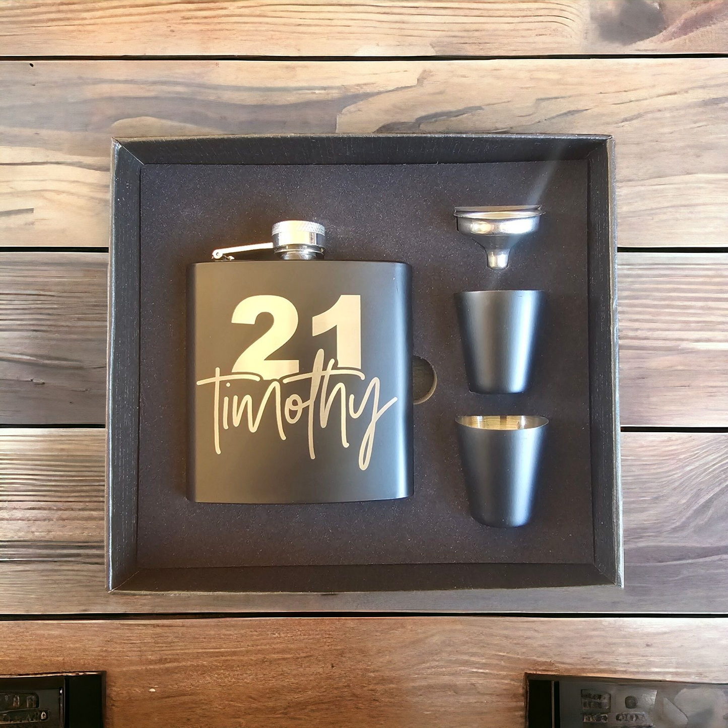 Birthday Milestone Personalised Hip Flask Gift Set