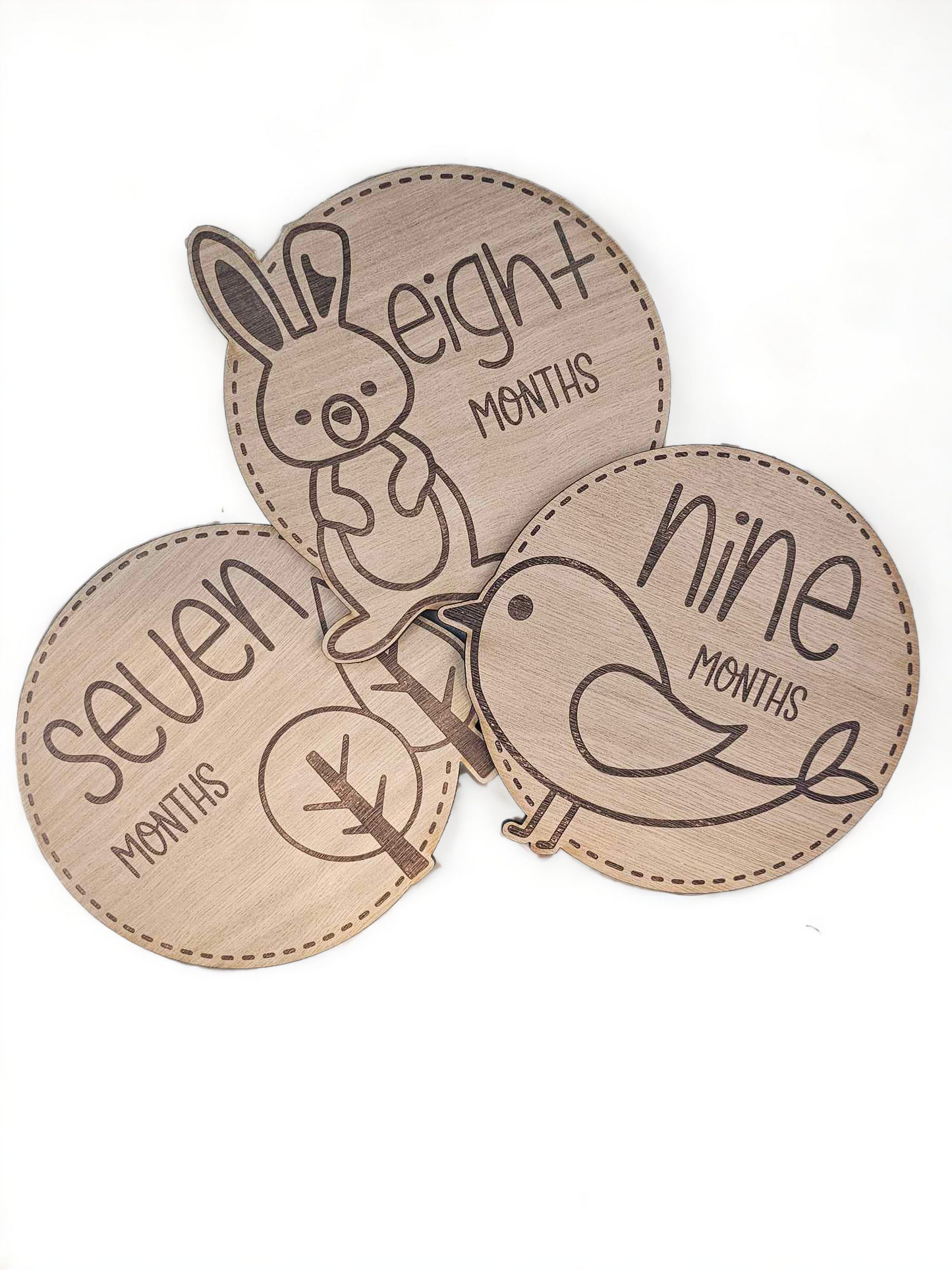 Wooden Woodland Animals Baby Milestones Discs - Set of 12