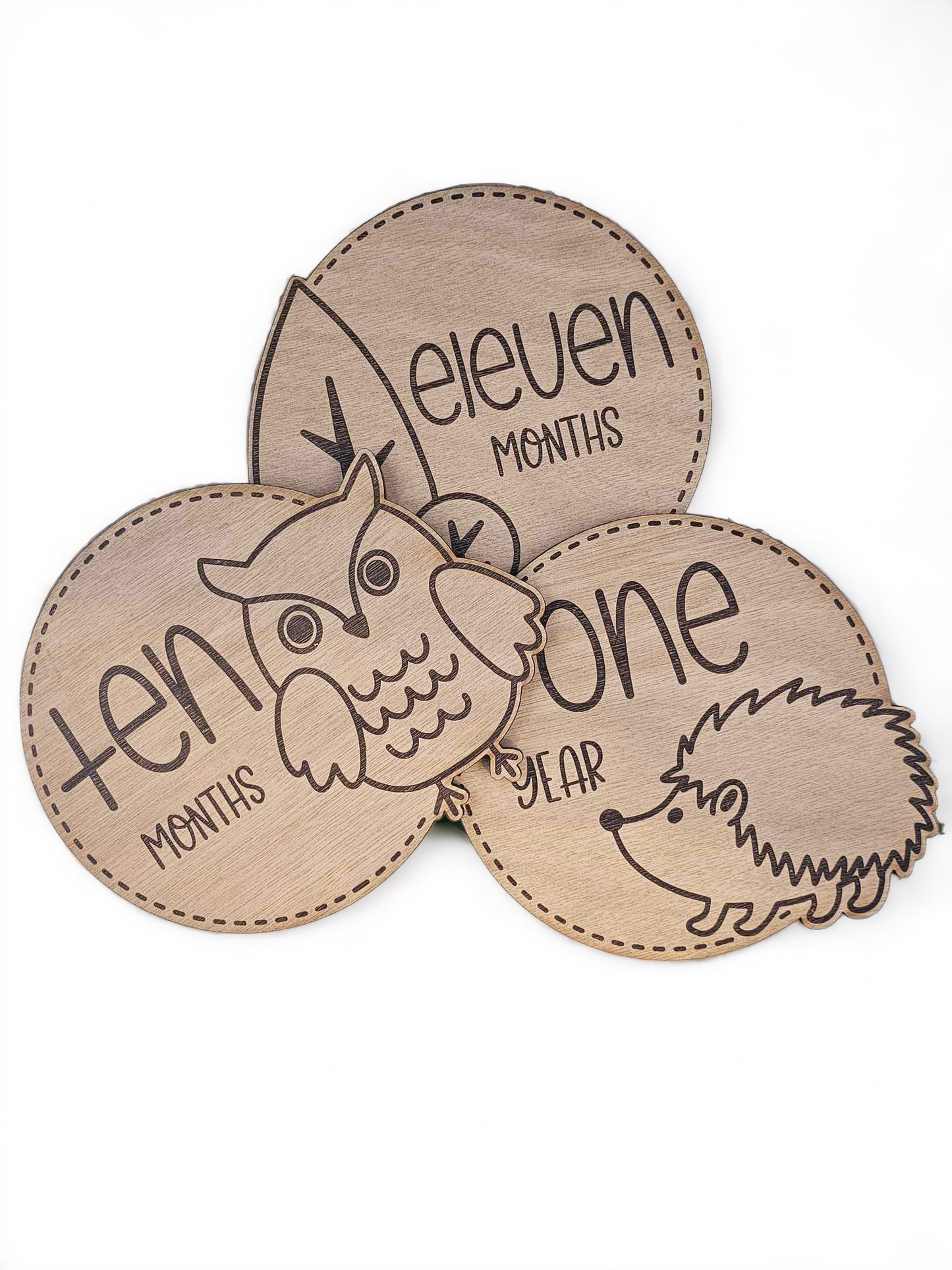 Wooden Woodland Animals Baby Milestones Discs - Set of 12