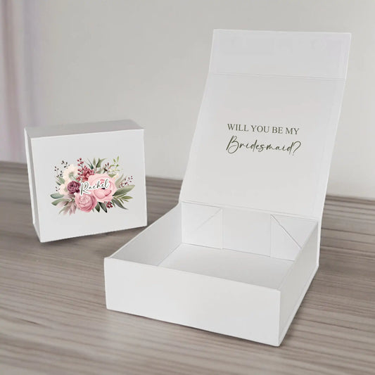 Pink Floral Themed Personalised Bridesmaid Proposal Box