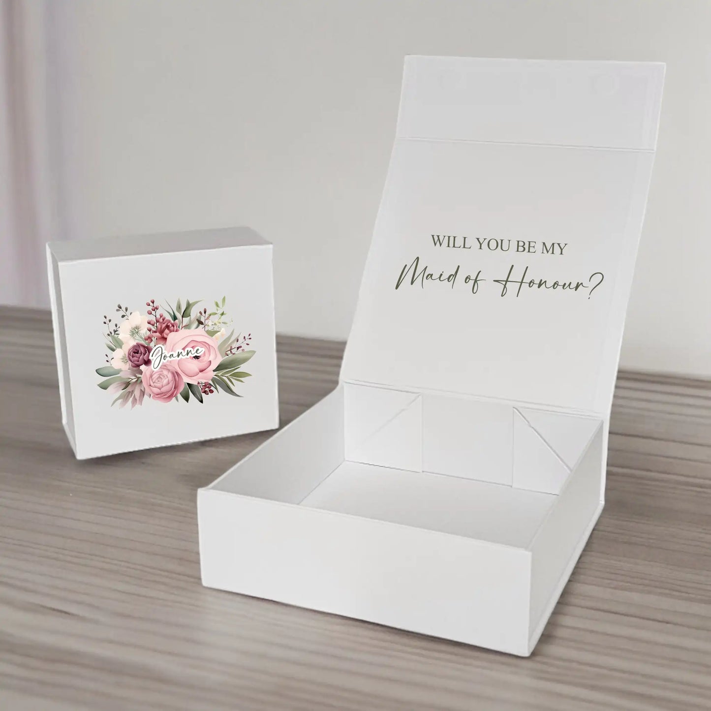 Pink Floral Themed Personalised Bridesmaid Proposal Box