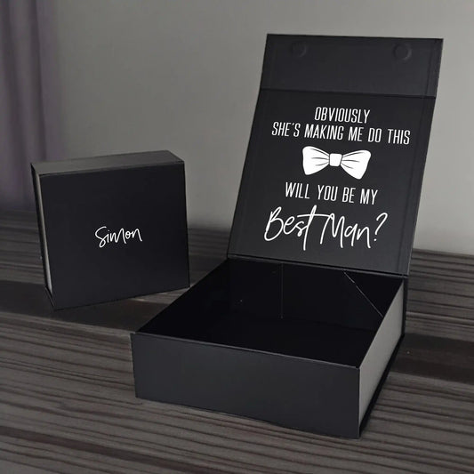 Obviously She's Making Me Do This Personalised Groomsman Proposal Boxes