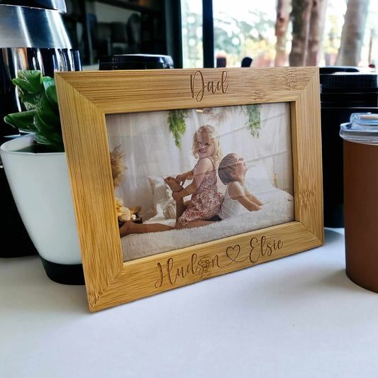 Personalised Bamboo Photo Frame for Dad/Poppa/Grandad etc