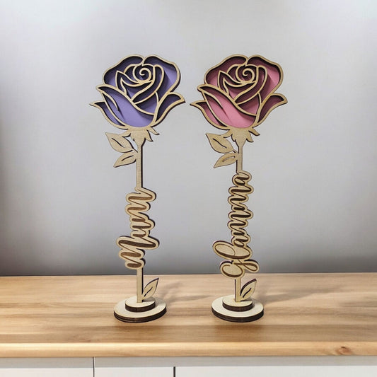 Personalised Wooden Rose with Name