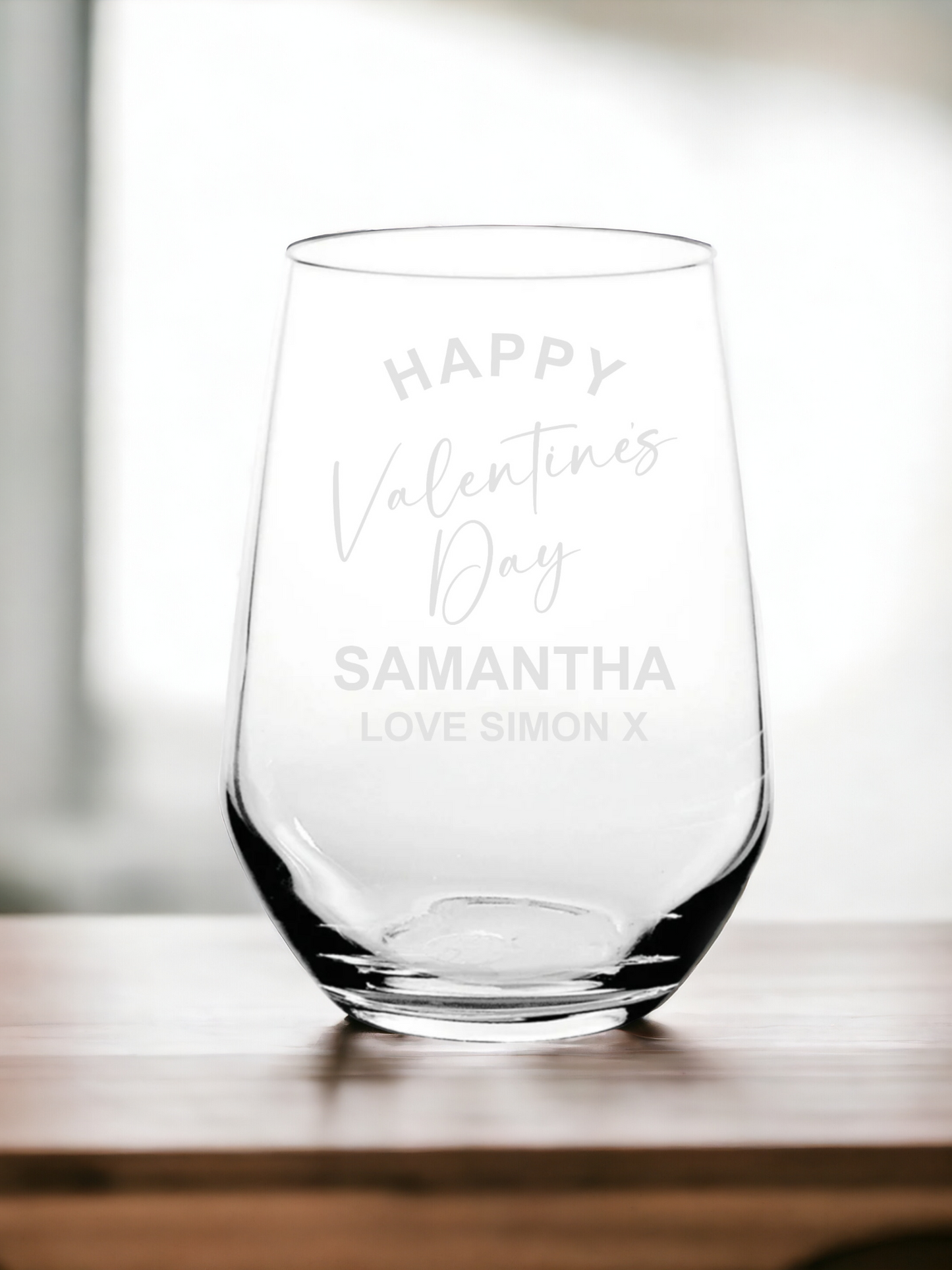 Personalised Valentines Day Stemless Wine Glass