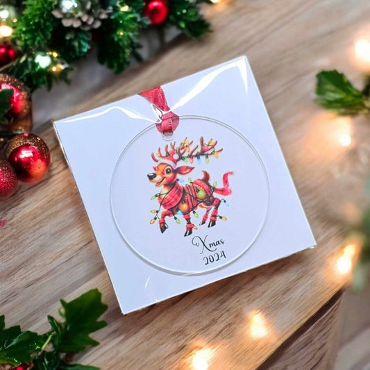 Personalised Christmas Tree Ornament – Festive Reindeer Design