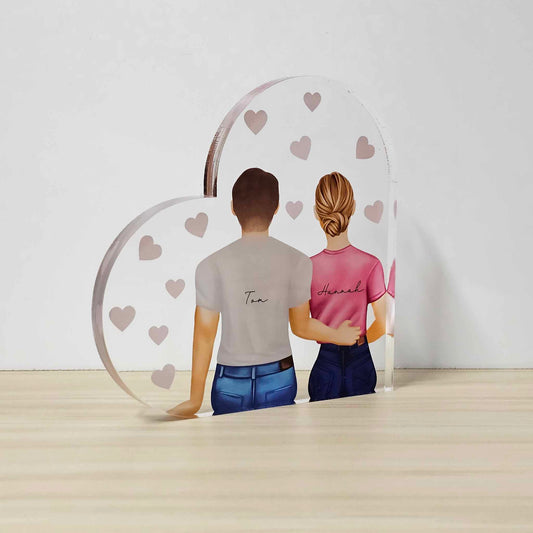 Personalised Couples Acrylic Freestanding Heart