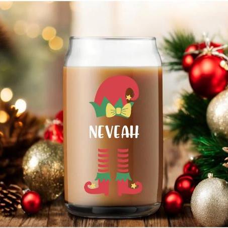 Personalised Elf Can Glass