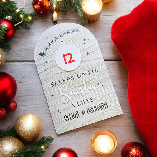 Personalised "Sleeps Until Santa" Countdown Sign | Christmas Countdown Sign