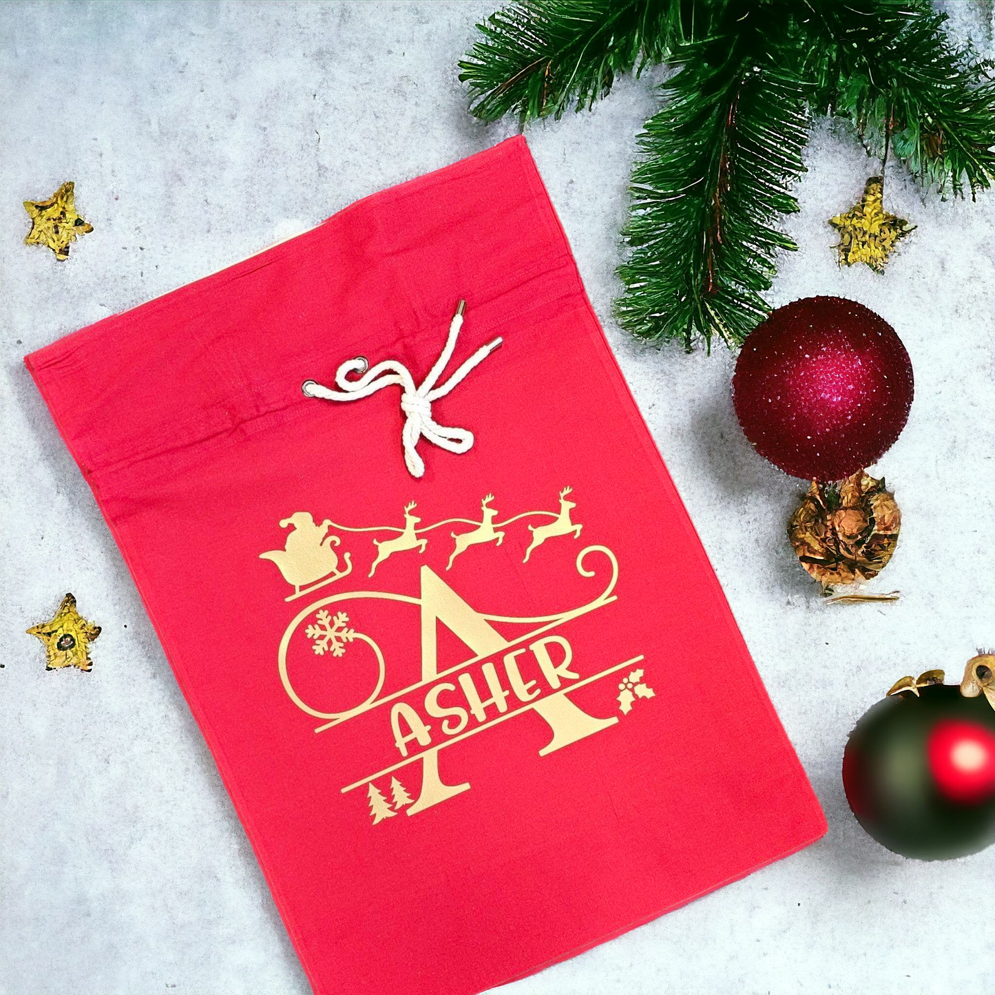 Split Monogram Personalised Santa Sack