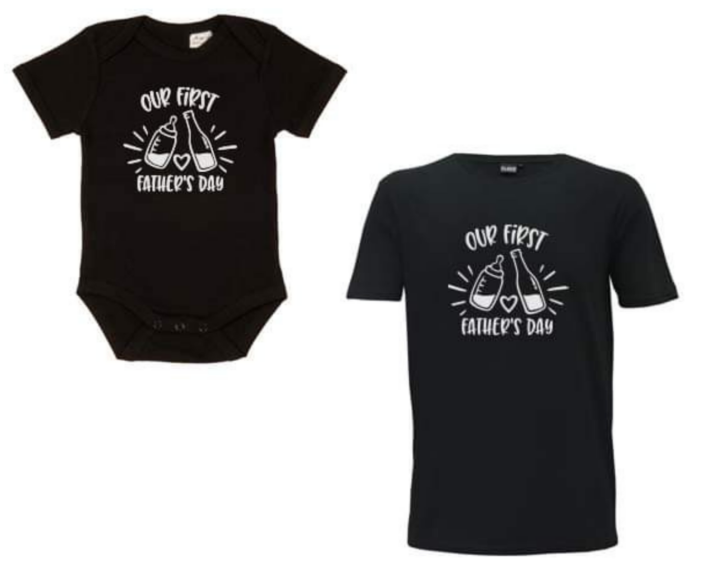 "Our First Father's Day" T-Shirt + Baby Onesie Combo