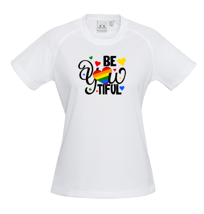 Sublimation Printed "Be.You.Tiful" Pride  T-Shirt - Women's - Sizes 6 - 24