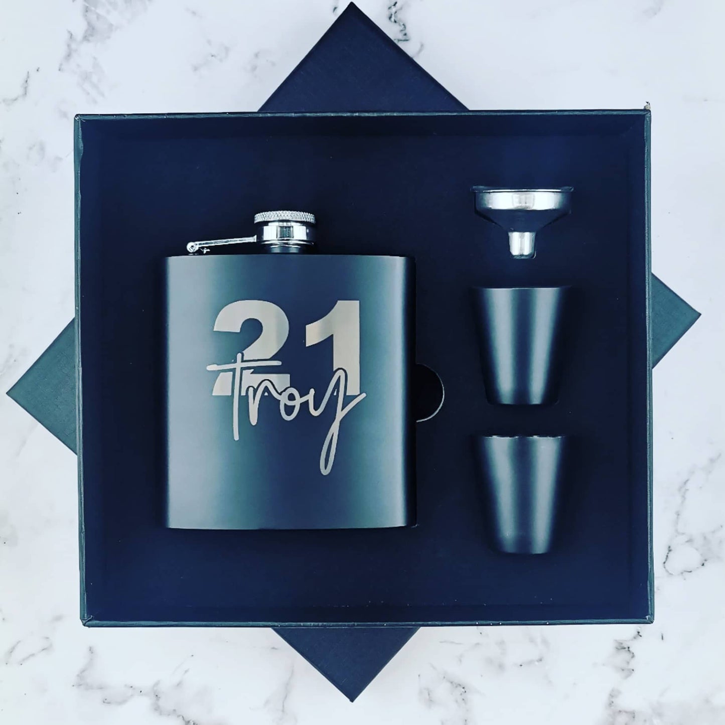 Birthday Milestone Personalised Hip Flask Gift Set