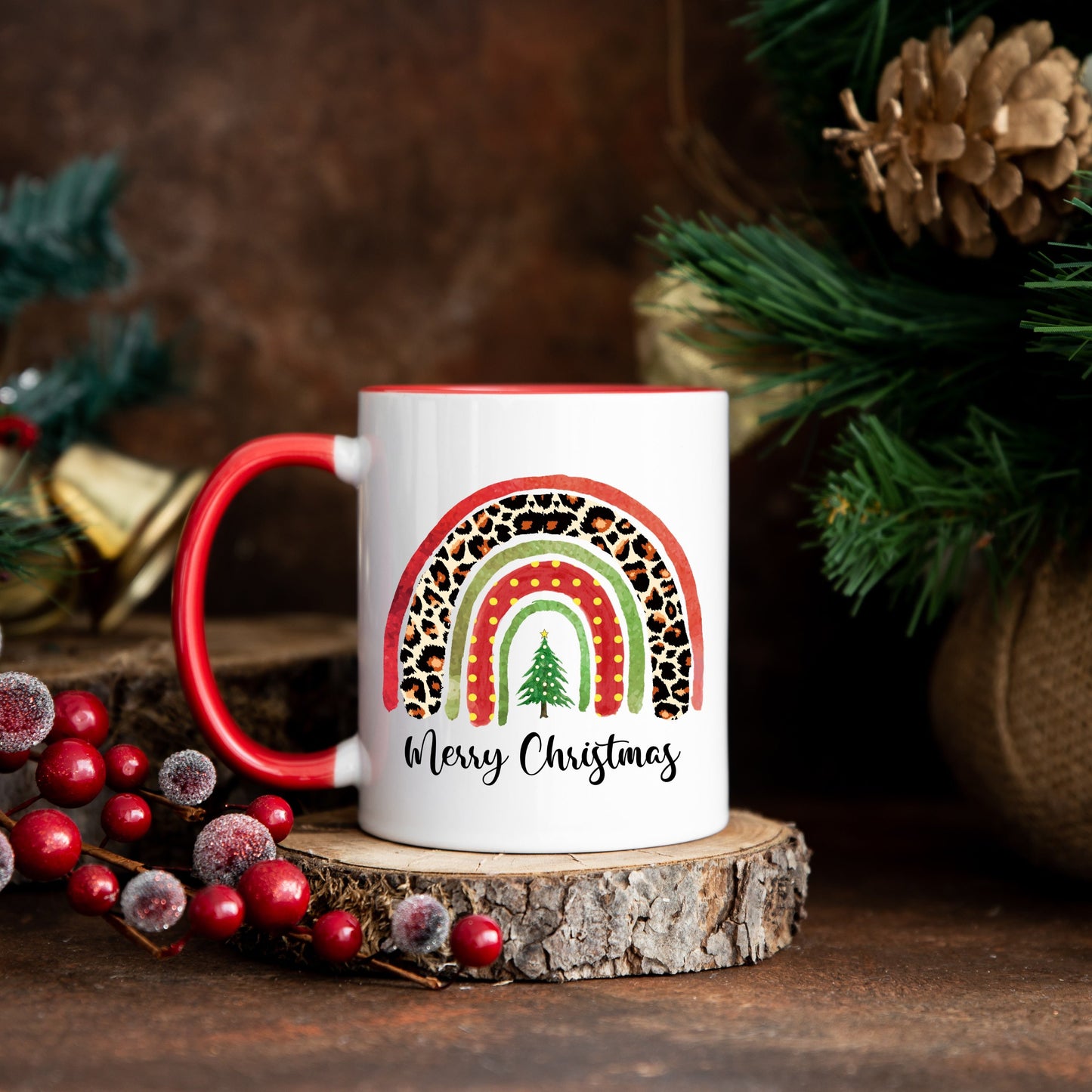 Christmas Boho Rainbow Coffee Mug