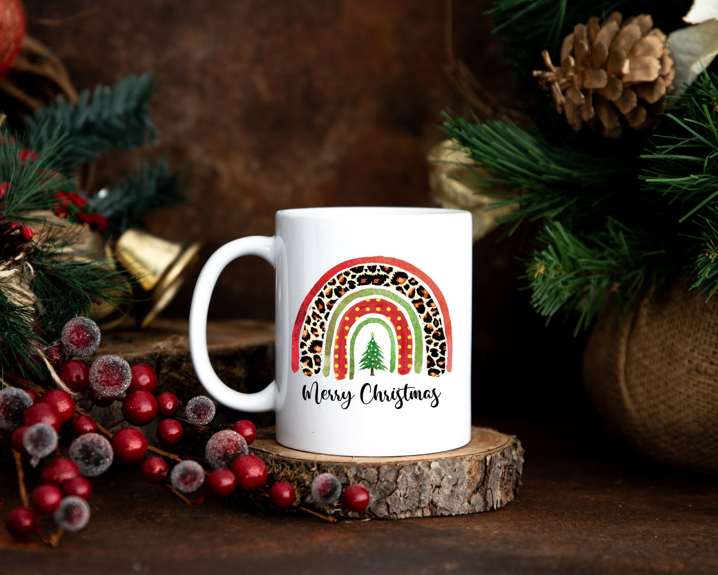 Christmas Boho Rainbow Coffee Mug