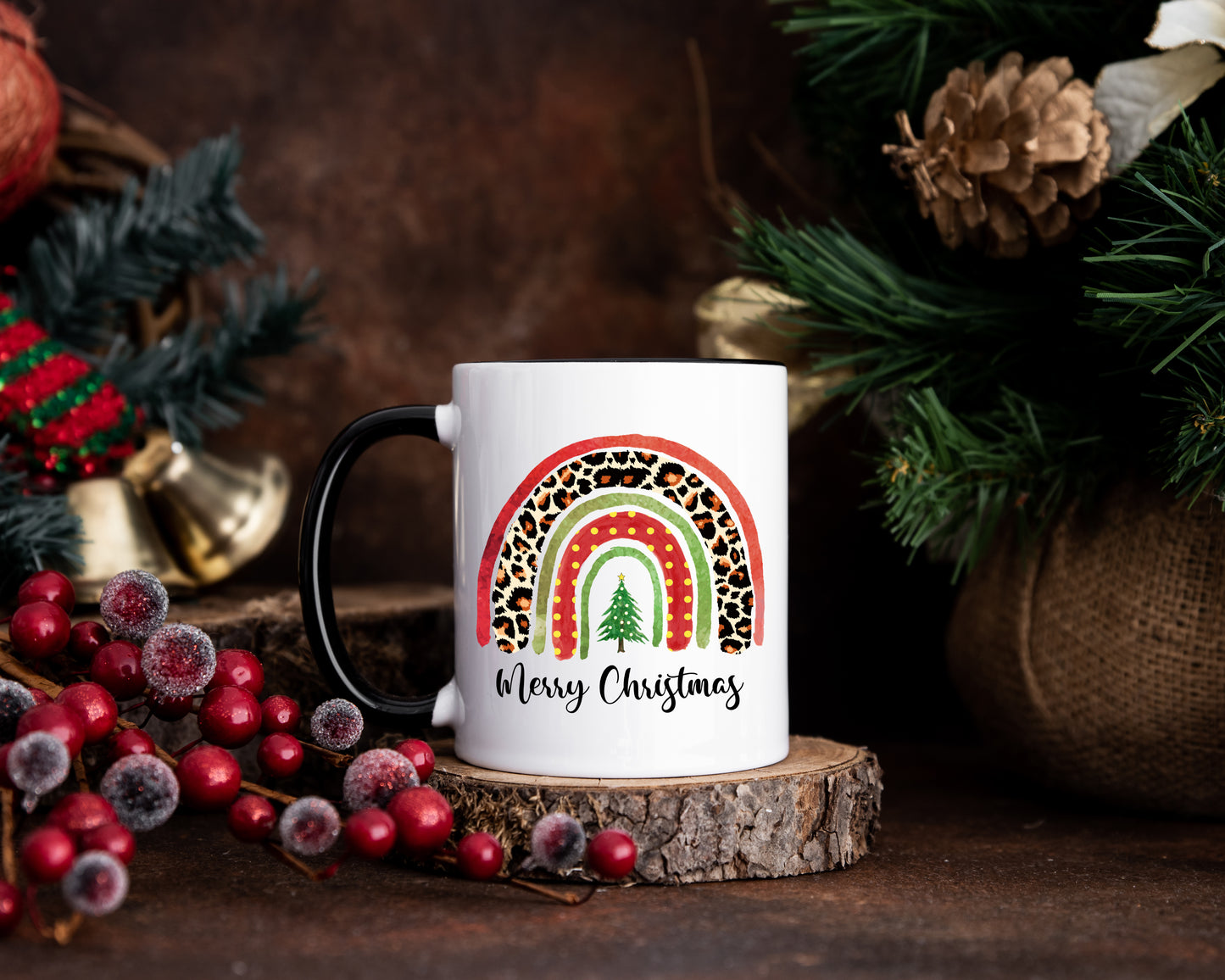 Christmas Boho Rainbow Coffee Mug