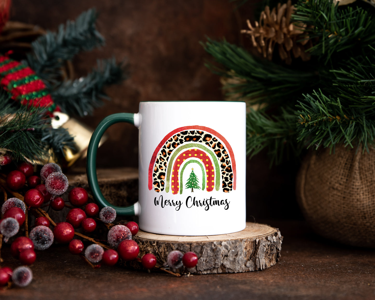 Christmas Boho Rainbow Coffee Mug