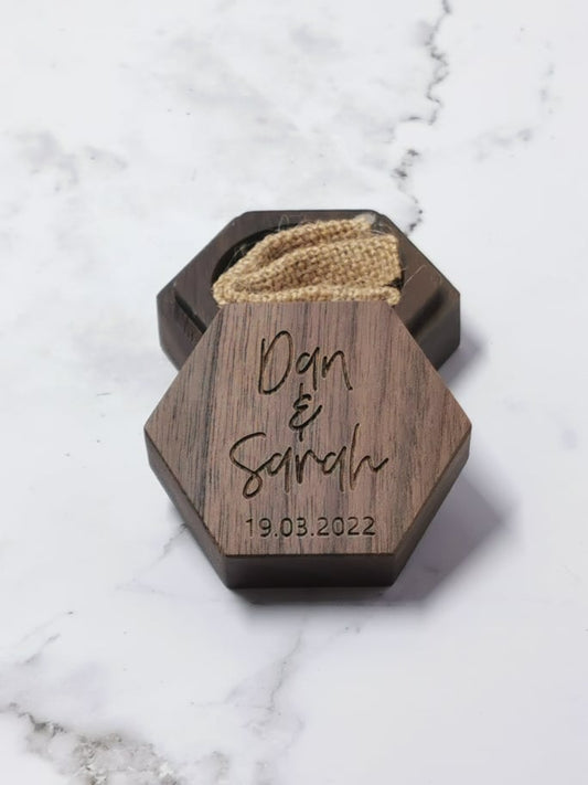 Classic Personalised Ring Box - Hexagonal