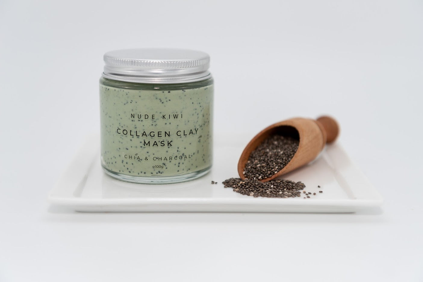 Nude Kiwi Collagen Clay Mask - Chia & Charcoal - 100g