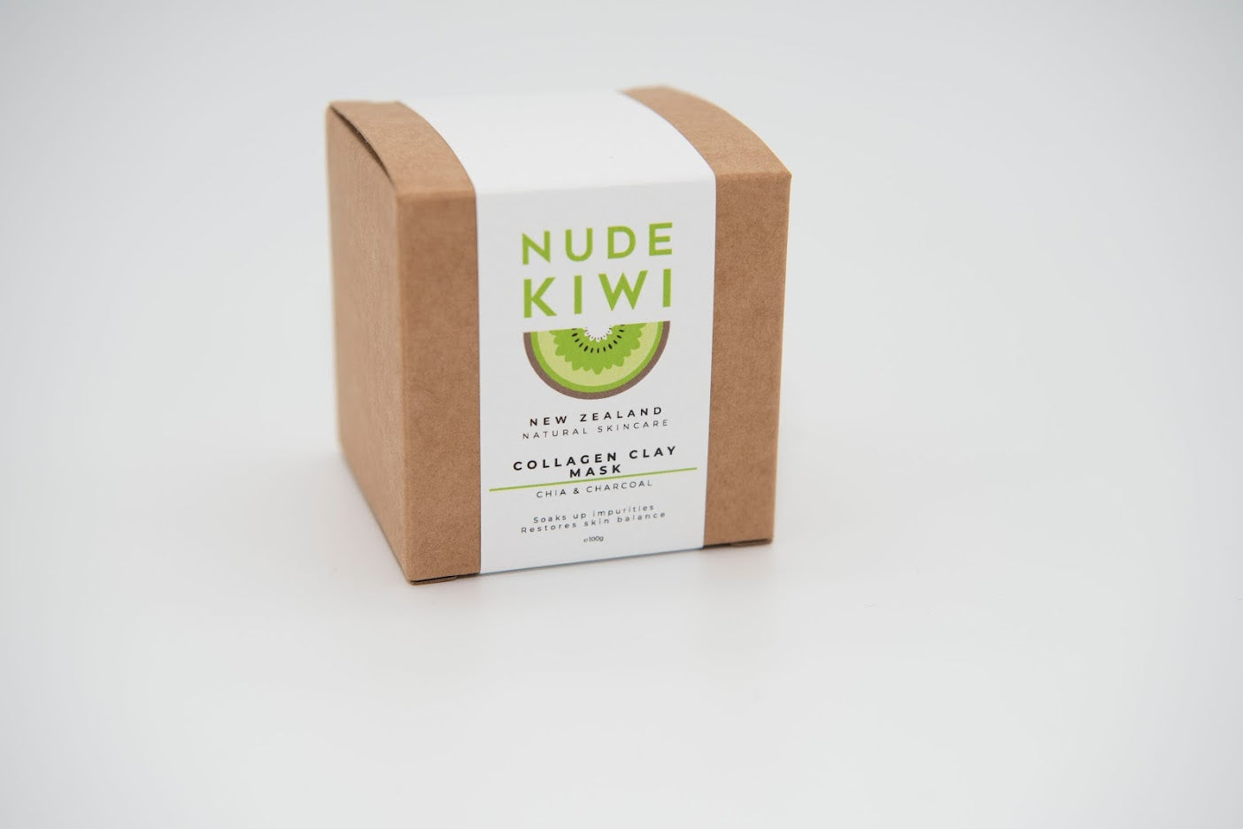 Nude Kiwi Collagen Clay Mask - Chia & Charcoal - 100g