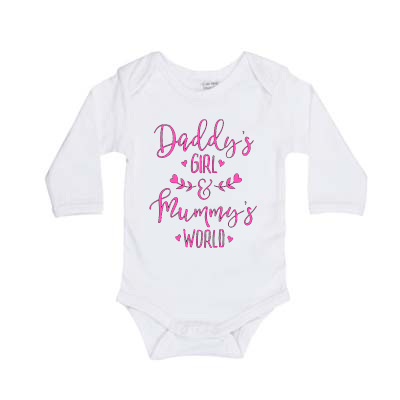 "Daddy's Girl & Mummy's World" - Baby Onesie - Long Sleeve