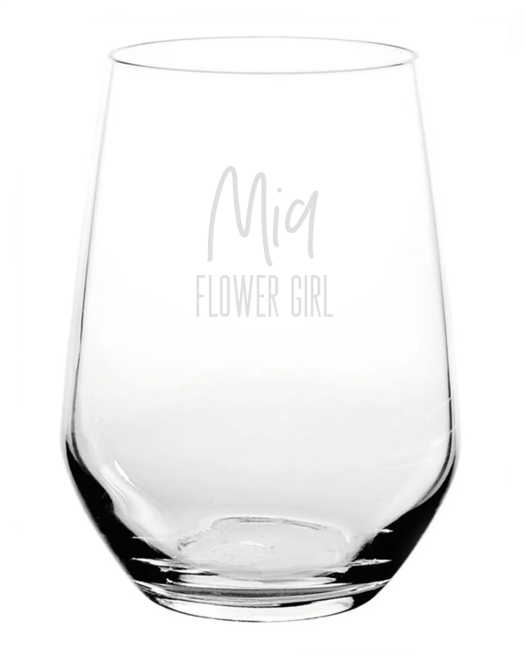 Stemless Wine Glass (Name + Title) - Script Font 1