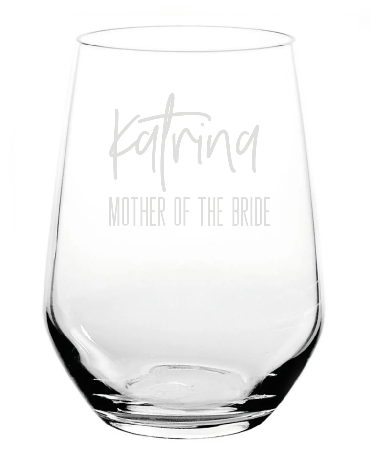 Stemless Wine Glass (Name + Title) - Script Font 1