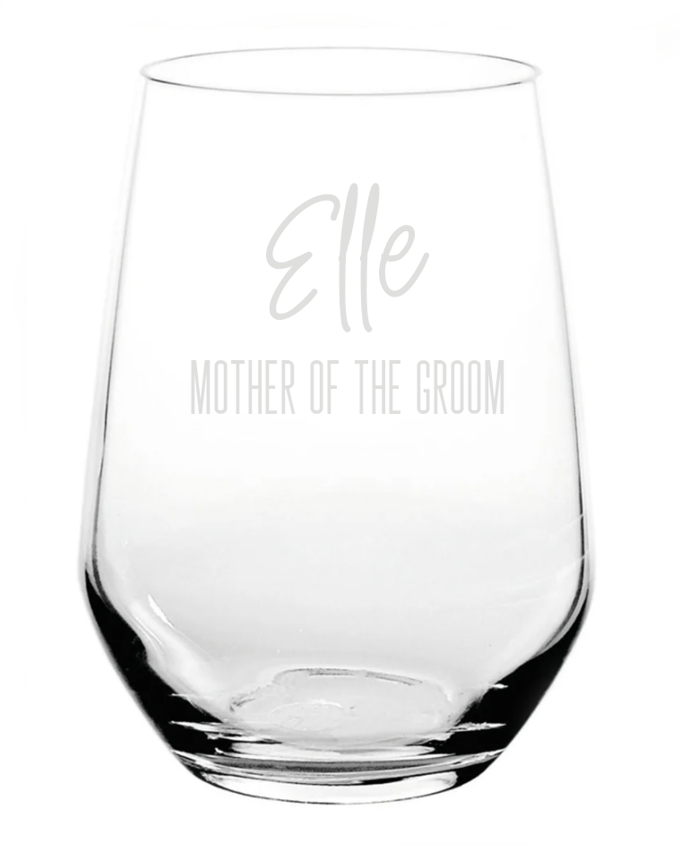 Stemless Wine Glass (Name + Title) - Script Font 1