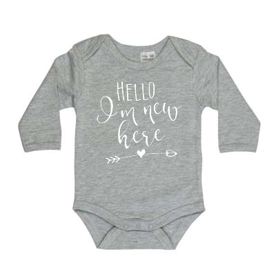 "Hello, I'm New Here" - Baby Onesie - Long Sleeve