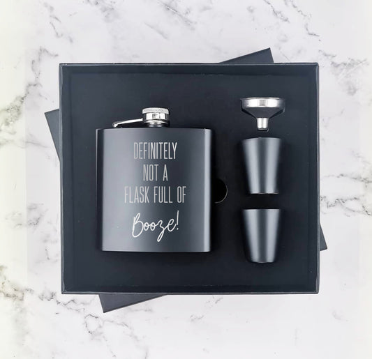 Definitely Not a Flask Full of Booze - Hip Flask Gift Set