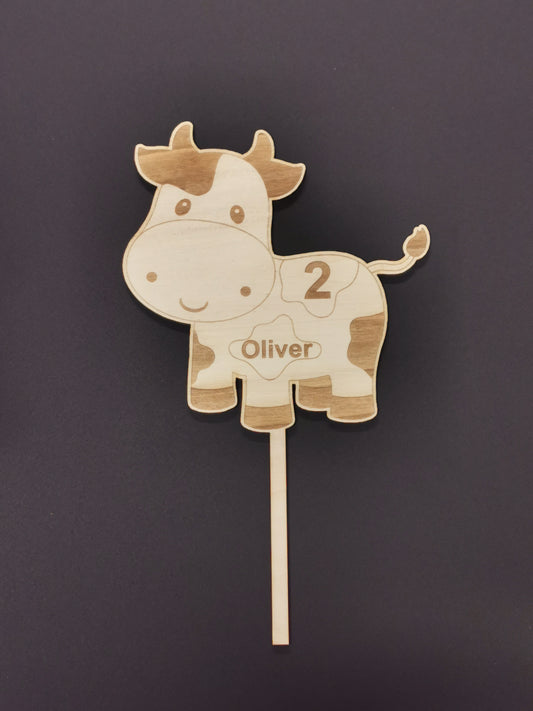 Cow Cake Topper - Personalised