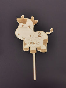 Festiko® Cow Two Cake Decoration Cow Theme Happy Second Birthday Cake Topper  for Child Boy